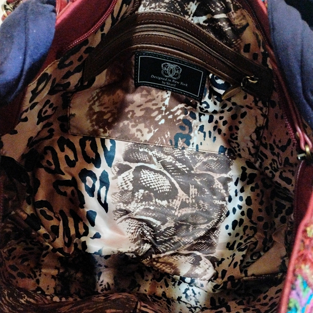 Vintage Sharif 90s Multicolor Global Tapestry Hobo - Picture 9 of 10
